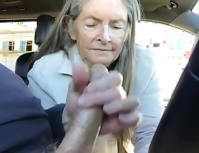 granny blowjob in passenger car - cum
