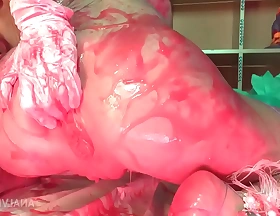 Slime squarely - 21 inch 55 cm toy running deep ass fucking action with slime and extremely pumped love tunnel fisting