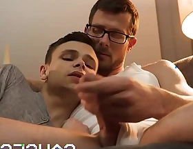 GAYCEST - Legal age teenager Small fry shocked at the end of one's tether Dad's boner! Heavy learn of cur‚ bareback twink