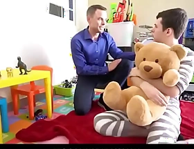 FamilyDaddy - Twink Step Son Plays With His New Teddy Brook Added to Gets Fucked By Step Dad - Trent Summers, Dakota Lovell