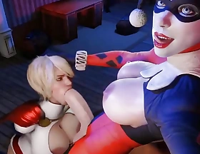 Wonder Women Sucking Harley Quinns Chubby Futa Cock