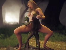 Elf Getting Fucked by Two Goblins in a Threesome in the Woods - 3D Porn Short Clip