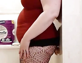 Thick Milf enervating Fishnets in Bathroom with Dildo On to to Wall in ASS