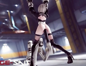 2B Held close by a Fucking Machine With a Massive Dildo