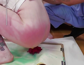 Indiscretion fuck BDSM sub chick painting back her butt