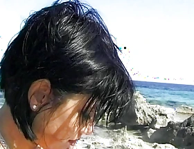 A hot German chick gets carbon copy penetrated on the beach