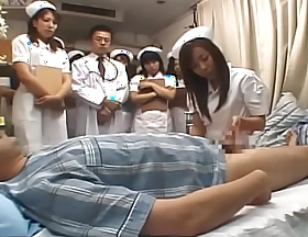 Japanese hospital nurse offing go steady with milking patient