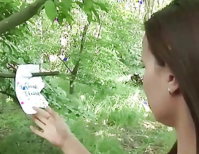 Confused Brunette Finds Clues in Nature on How to Get a Cock in Her Ass