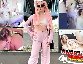 German Scout - Pink Hair Teen Maria Gail with Saggy Tits at Rough Butt slam Casting