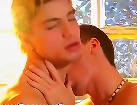 Muscular young gay receives oral pleasure before anal shafting