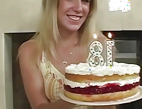 Flaming Hot Blonde Girl with regard to a Birthday Present Gives Her Man a Great Oral pleasure