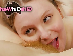 Hairy redhead rimmed at the end of one's tether busty blonde via massage